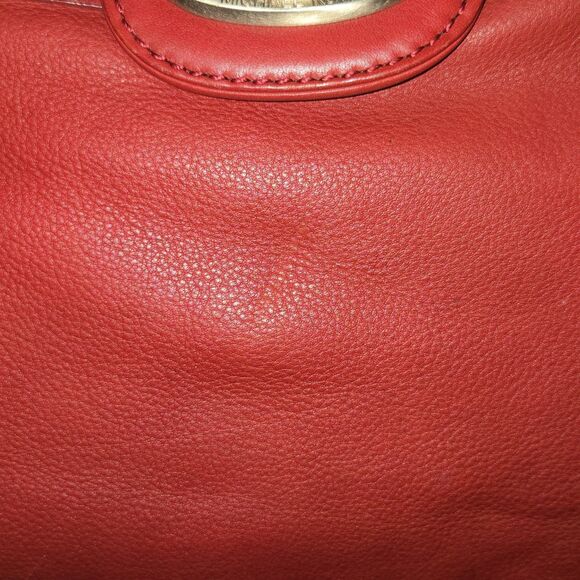 Michael Kors Chandler Collection Red Leather Turn Lock Shoulder Bag 13"X12"X5" - Picture 7 of 15